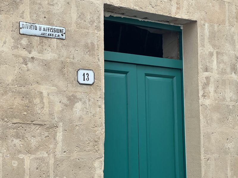 The restored door at number 13, old town of Manduria, Salento, Puglia